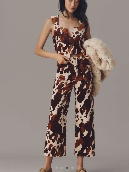 Anthro/Maeve Colette in Cow Print Corduroy - Picture 4 of 6